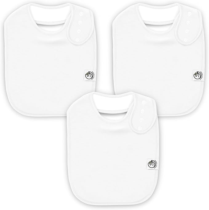 3 Pack Baby Bibs for Boys & Girls | Cotton, Absorbent Drooling & Teething Bib | Thick, Adjustable Snap-on