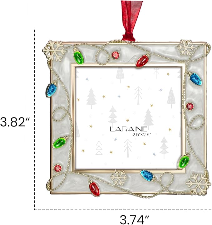 LARAINE Picture Photo Frame Christmas Metal 2025 Christmas High Definition Glass Display Pictures for Tabletop Home Decorative Holiday Gift (White, 2.5)