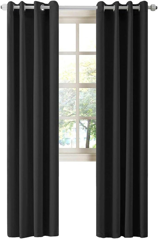LA PALMA Thermal Insulated Blackout Darkening Grommet Living Room Curtains Window Drapes for Bedroom Pack of 2 Panels