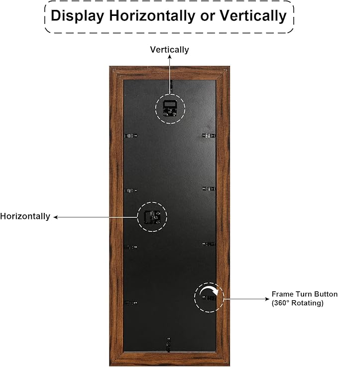 8x24 Picture Frame Display 5 opening 4X6 Picture Frame Collage,Multi Photo Frame with Mat,Plexiglass,Wall or Tabletop Decor,Carbonized Brown Wood Grain