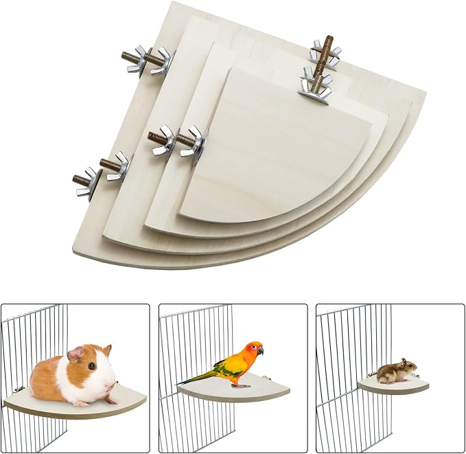 Litewoo Bird Parrot Corner Perch Flat Platform Stand for Cage,XL | 7.87x7.87 in, easy to Install, stable & smooth, solid wood perch for small-medium birds/parakeet/cockatiel/budgie/conure/cage