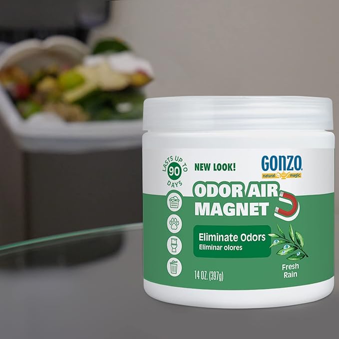 Gonzo Odor Absorbing Gel - Odor Eliminator for Car RV Closet Bathroom Pet Area Attic & More - Captures and Absorbs Smoke Mold and Other Odors - 14 Ounce