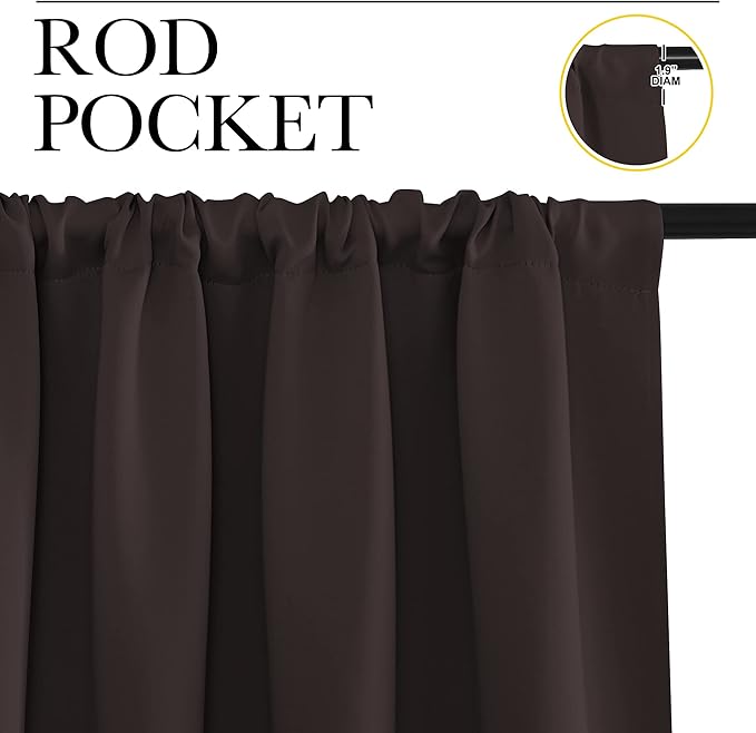 NICETOWN RV Blackout Curtains for Camper Windows, Toffee Brown, 34" x 36", Set of 2, Kitchen Curtains, Short Blackout Drapes, Thermal Insulated Rod Pocket Window Treatment Draperies for Nursery