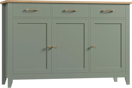 HORSTORS 47" Buffet Cabinet with Storage, Kitchen Buffet Table with Drawer, Modern Coffee Bar Storage Cabinet with Adjustable Shelf, Wood Sideboard for Dining Room, Kitchen, Entryway, Light Green