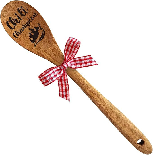 Chili Champion Wooden Serving Spoon for Cooking, Chili Contest Mixing Stir Spoon, Chili Cook Off Trophies, Funny Gifts For Birthday, Christmas, Thanksgiving Day and Decor