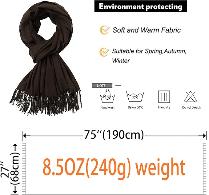 RIIQIICHY Women's Scarf Pashmina Shawls and Wraps for Evening Dress Bridesmaid Wedding Bridal Winter Warm Long Large Scarves
