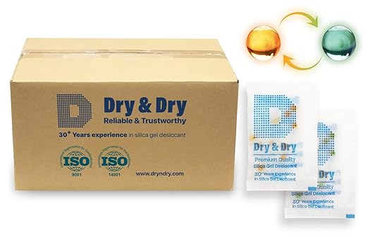Dry & Dry 2 Gram [6000 Packets] Premium Orange Indicating Silica Gel Packets Desiccants - Food Safe Silica Packets Silica Gel Silica Gel Packets