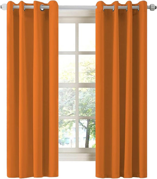 LA PALMA Thermal Insulated Blackout Darkening Grommet Living Room Curtains Window Drapes for Bedroom Pack of 2 Panels