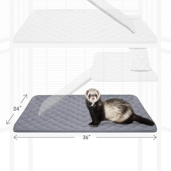 Paw Inspired Fitted Fleece Bottom Pan Liner for Critter Nation Cage, Gray | Tray Cover for Ferret Nation/Critter Nation Cage, For Ferrets, Rats, Chinchillas, Hedgehogs, Small Animals, Pets