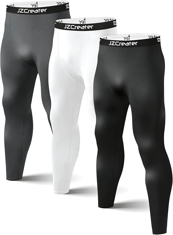 1 or 3 Pack Mens Long Johns Thermal Pants, Fleece Lined Lightweight Base Layer Bottoms, Compression Leggings Winter Gear