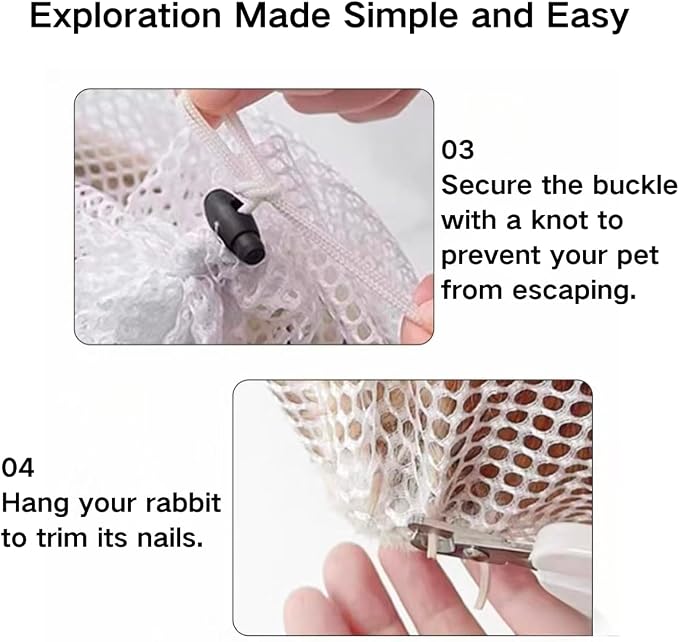 Rabbit Bathing Bag, Bunny Grooming Hammock, Breathable Mesh Anti Scratch Adjustable Grooming Bag for Guinea Pigs, Ferrets, Squirrel, Chinchilla, Kitten, Puppy and Other Small Animals