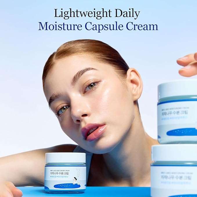 ROUND LAB Birch Juice Moisturizing Cream 2.7 Fl Oz, 48-Hour Deep Hydrating Face Moisturizer with Birch Sap & Vita Hyaluronic Acid for Acne-Prone Skin, Reduces Sebum, Oil, Blackheads, Korean Skin Care