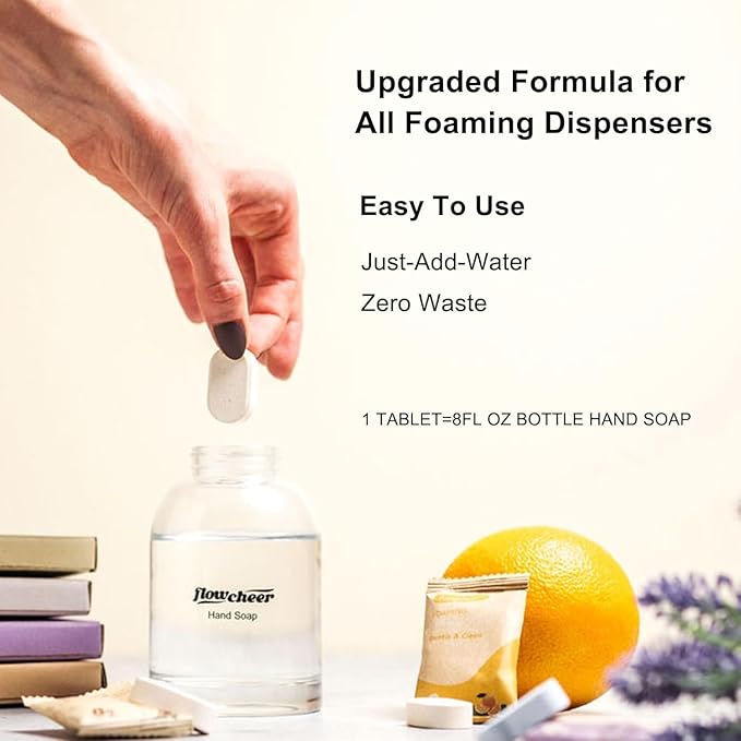 Foaming Hand Soap Tablet Refills-5 Sample Pack Hand Wash Tablets, Zero Waste Eco Friendly Cleaning Supplies-Fills 5 X 9 fl oz Refillable Foam Dispenser(45 Fl oz total)