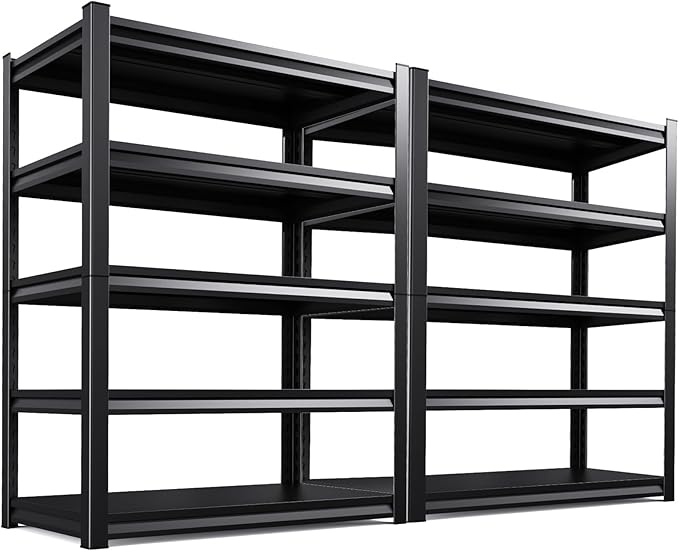 5-Tier Garage Shelving Heavy Duty, 3000LBS Garage Shelves, Adjustable Metal Shelving Unit, Garage Storage Shelves, Utility Rack Shelf, Shelves for Garage Storage, 72" H×45.7" W×20" D, 2 Pack