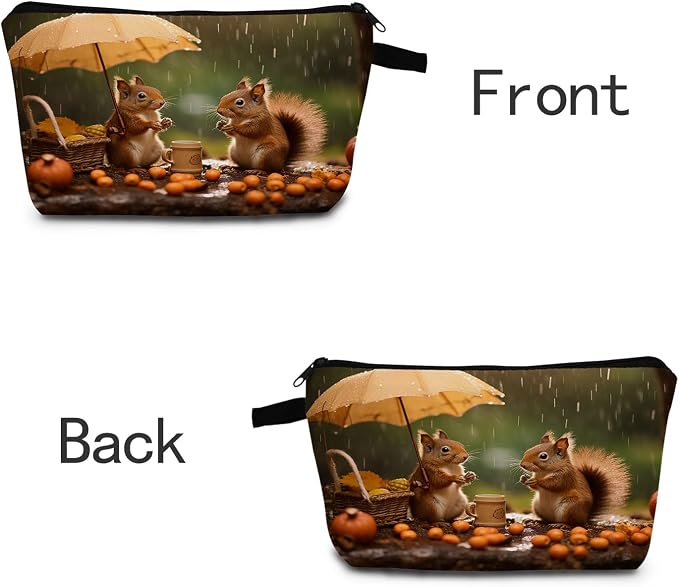 Squirrel Makeup Bag for Women Travel Cosmetic Organizer Bag Teacher Appreciation Gifts Small Zipper Toiletry Bag