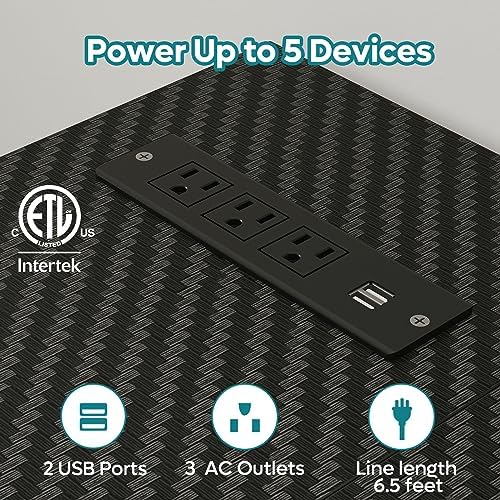 Bestier 58-Inch L-Shaped Gaming Desk with Charging & LED, Black