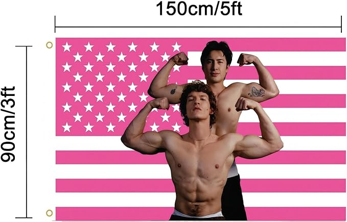 MAGJIUKE Heated Rivalry American Flag Tapestry, Pink USA Design, 3x5 Feet, Polyester with Brass Grommets, Barton Wall Decor for Bedroom