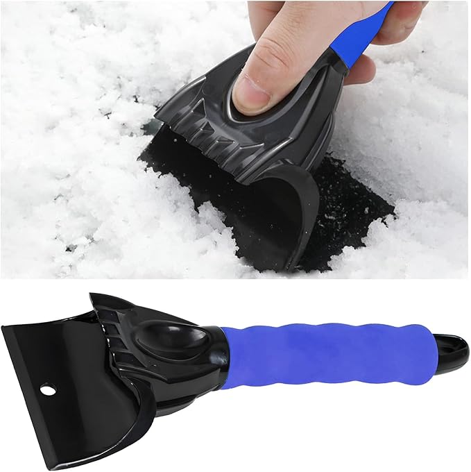Ice Scraper for Car Windshield, Scratch Free Foam Gripped Windscreen Snow Scraper Frost Ice Crusher, Winter Window Snow Shovel Frost Removal Tool for Car Small Trucks (Blue)