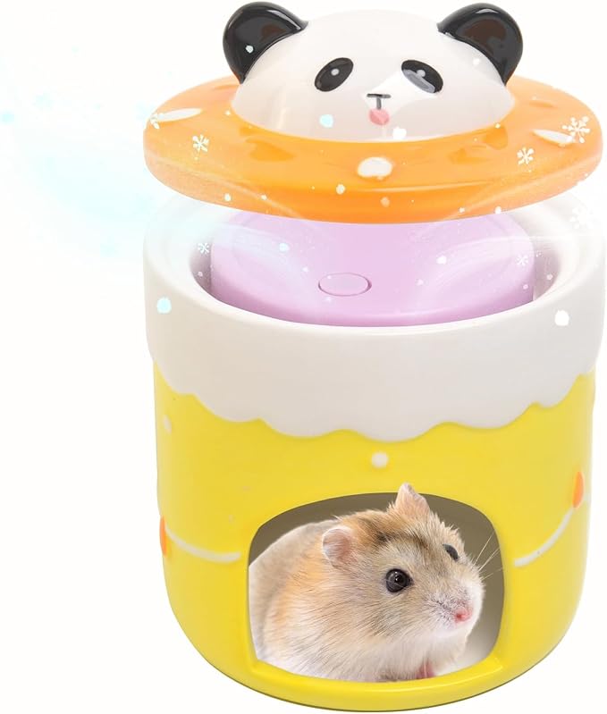 Ceramic Igloo Hamster Hideout,Panda Shape Hamster House with ice Box(Panda) | Habitats Cool Bed Ideal for All Season Cave Mini Hut Cage for Syrian & Dwarf Hamsters, Gerbils, Mice Other Small Pets