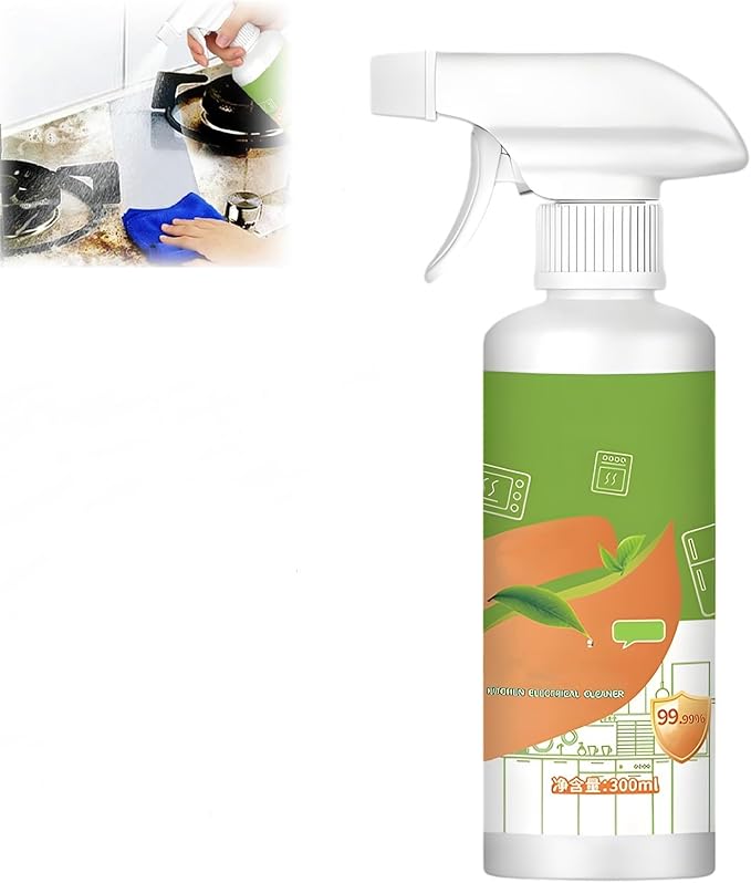 Electrolyzed Ion Kitchen Cleaner Spray, Cleanse Natural Enzyme Formula to Household Appliances, Cleaner Stain Remover Spray, Kitchen Multi-purpose Foam Cleaner Spray for Hood, Oven, Stove(300ML)