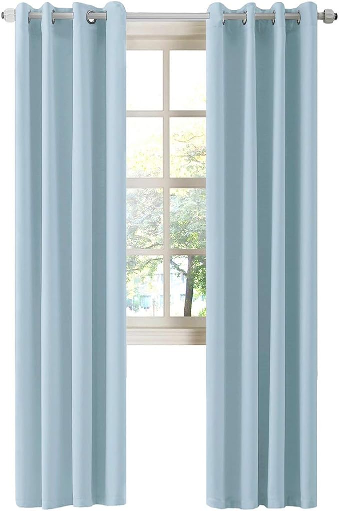 LA PALMA Thermal Insulated Blackout Darkening Grommet Living Room Curtains Window Drapes for Bedroom Pack of 2 Panels