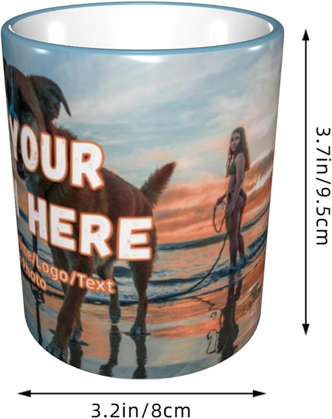 Custom Mugs and Coffee Cups Partial or Full Size Printed Creative Designs Customizable with Your Photos Images Text (Full-Width, Sky Blue)