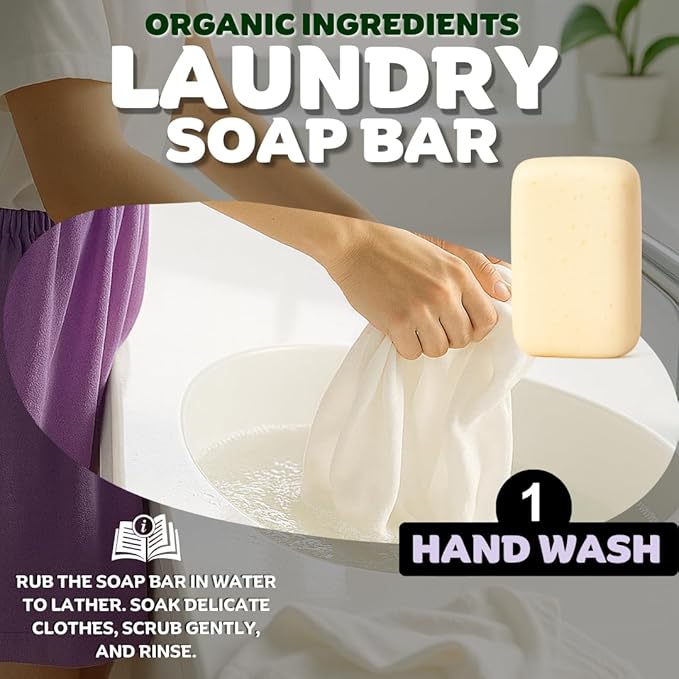 Organic Laundry Soap Bar with Lavender for Sensitive Skin - Delicate Stain Remover Clothes, Underwear, Collar - 7 pcs