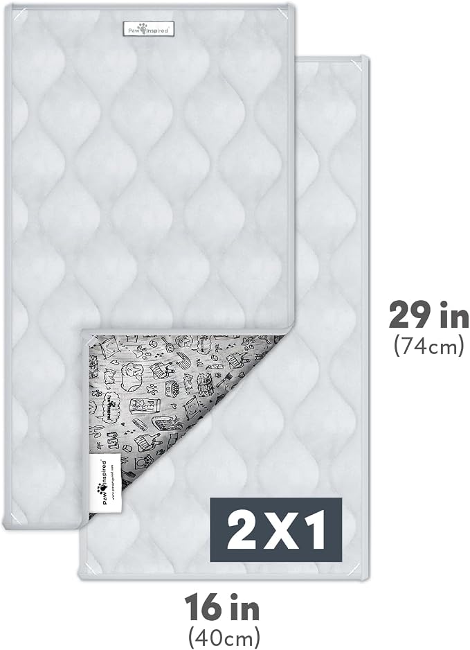 Paw Inspired Washable Fleece Guinea Pig Cage Liners, C&C 2x1, Light Gray | Super Absorbent Pee Pad, Bedding, Waterproof Bottom, Pet Bed Mat for Guinea Pigs, Ferrets, Rabbits, Hamsters, Small Animals
