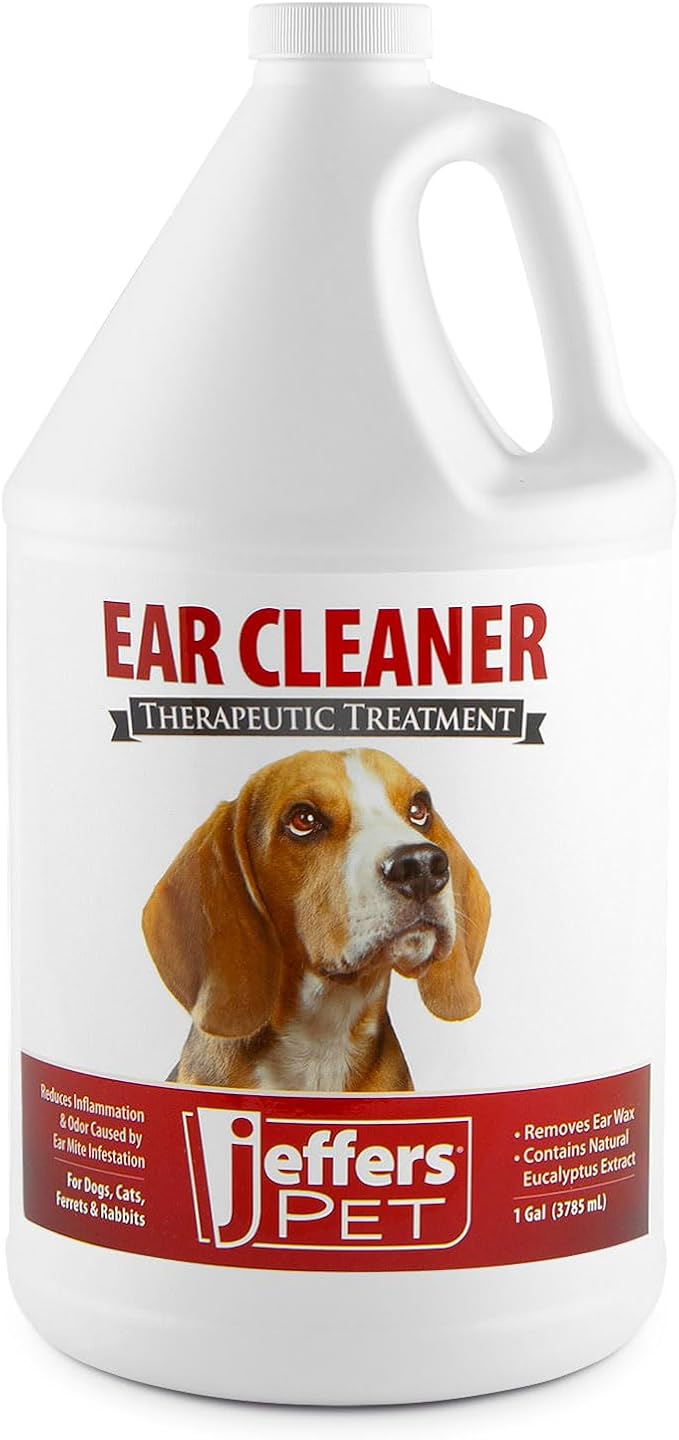 Jeffers Pet Ear Cleaning Solution for Dogs, Cats & Puppies, 128 oz – Aloe Vera Ear Wash for Wax & Odor Removal, Itchy Ear Comfort, Routine Ear Hygiene, Home Grooming, Travel Friendly Pet Care