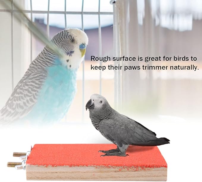 5pcs Bird Perch Stand Platform Natural Wood Parakeet Toys Cage Accessories | Colorful Rough Quartz Sand Surface, Thickened Exercise Paw Grinding Stick for, Budgies, Cockatiel, Lovebirds, Finch, Canary