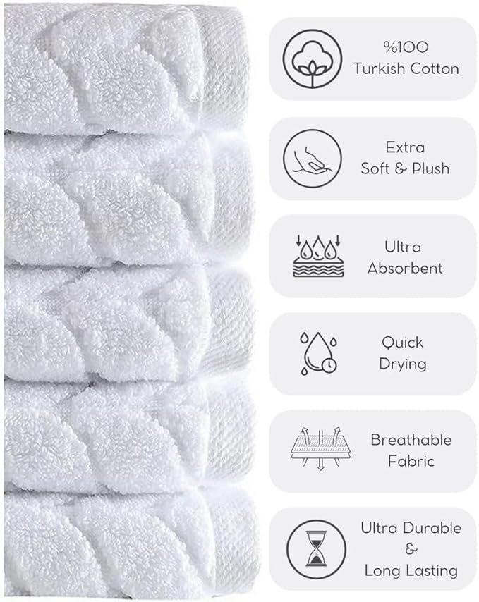 Turkish Cotton Ultra-Soft Plush Absorbent Quick Dry Bathroom Towel Set, Made in Turkey (White, Bath Sheet)