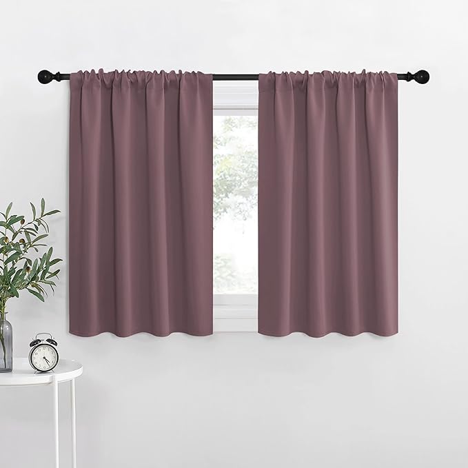 NICETOWN Blackout Curtains for Living Curtains, Dry Rose, 2 Panels, 29 by 30, Room Darkening Window Curtain Panels, Easy-Care Solid Thermal Insulated Draperies/Drapes for Daughter Room