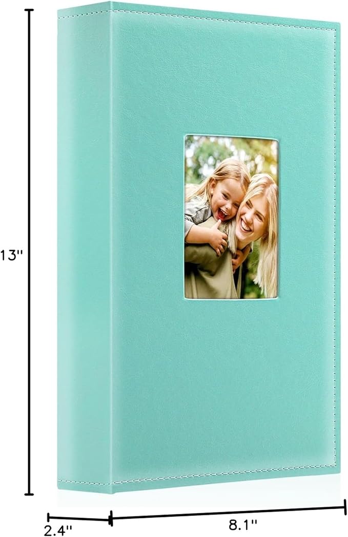 Ywlake Photo Album 4x6 300 Pockets, Leather Photo Albums Holds 300 Horizontal Only Pictures Teal