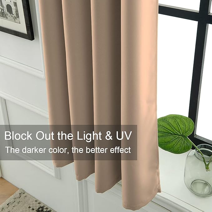 LA PALMA Thermal Insulated Blackout Darkening Grommet Living Room Curtains Window Drapes for Bedroom Pack of 2 Panels