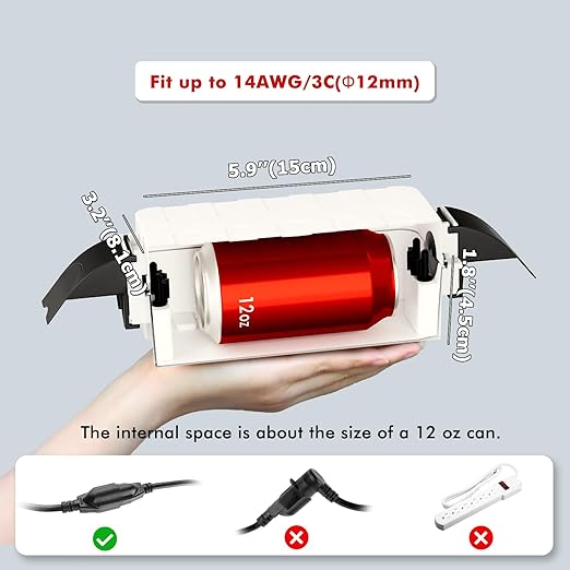 Flemoon [2 Pack] IP55 Small Outdoor Electrical Box Waterproof (Inner 5.9 x 3.2 x 1.8inch), Extension Cord Cover with Detachable Awning Covers for Plug, Outlet, Holiday Lights, White