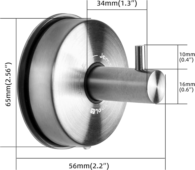 JOMOLA Suction Cup Shower Hooks for Inside Shower Suction Hooks for Shower Wall Towel Hooks for Bathrooms Suction Hooks for Glass Stainless Steel, Brushed Finish, 2PCS