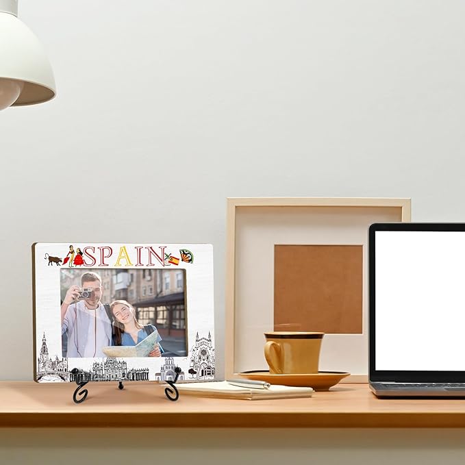 Spain Gifts Wood Photo Frame Wedding Honeymoon Vacation Gifts for Couple Tabletop Display 4 x 6 Picture Frame Gifts for Friends BFF, Spain Souvenirs Home Office Desk Holiday Decorations -13