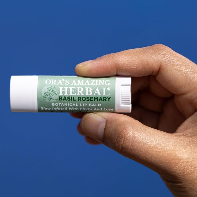 Natural Lip Balm, Perioral Dermatitis Treatment, Calendula, Healing Lip Balm with Immune Supportive Basil & Rosemary Essential Oil, Organic Coconut Oil, 2 Pak, Ora's Amazing Herbal