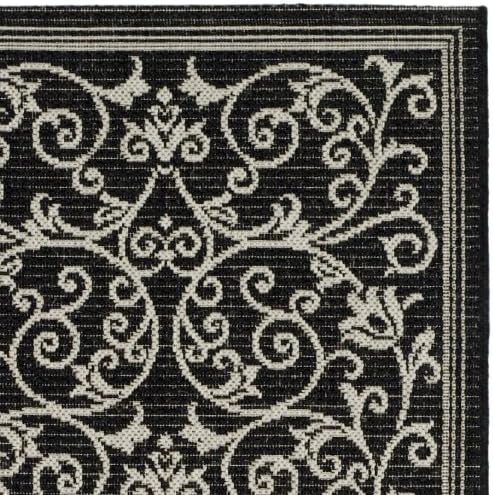 SAFAVIEH Washable Rug Outdoor Courtyard Collection - 2'7" x 5', Black & Sand, Non-Shedding & Easy Cleaning, Ideal for Patio, Backyard, Mudroom (CY2098-3908)