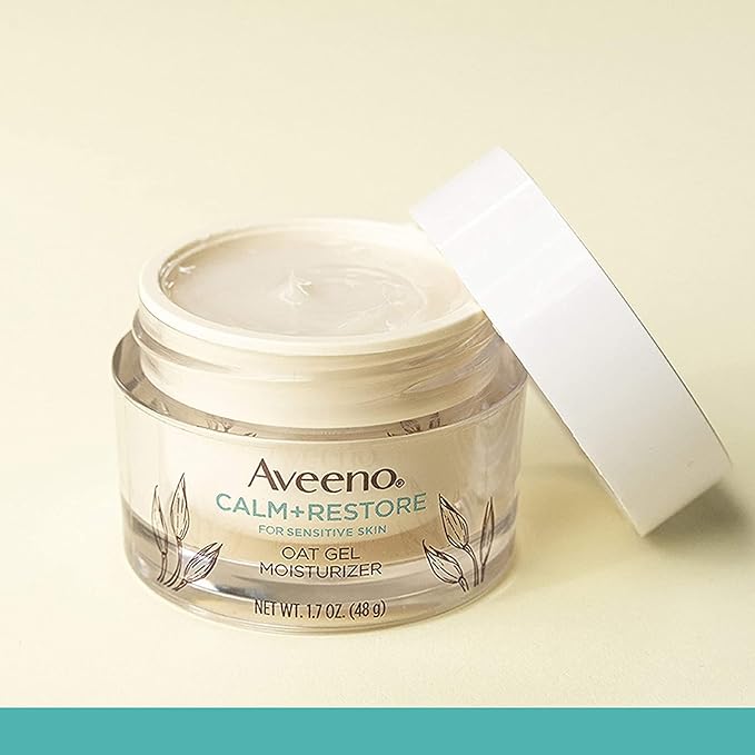 Aveeno Calm + Restore Triple Oat Hydrating Face Serum for Sensitive Skin Gentle and Lightweight Facial Serum to Smooth and Fortify Skin Hypoallergenic, Fragrance & Paraben-Free,1.7 fl. Oz (Pack of 2)