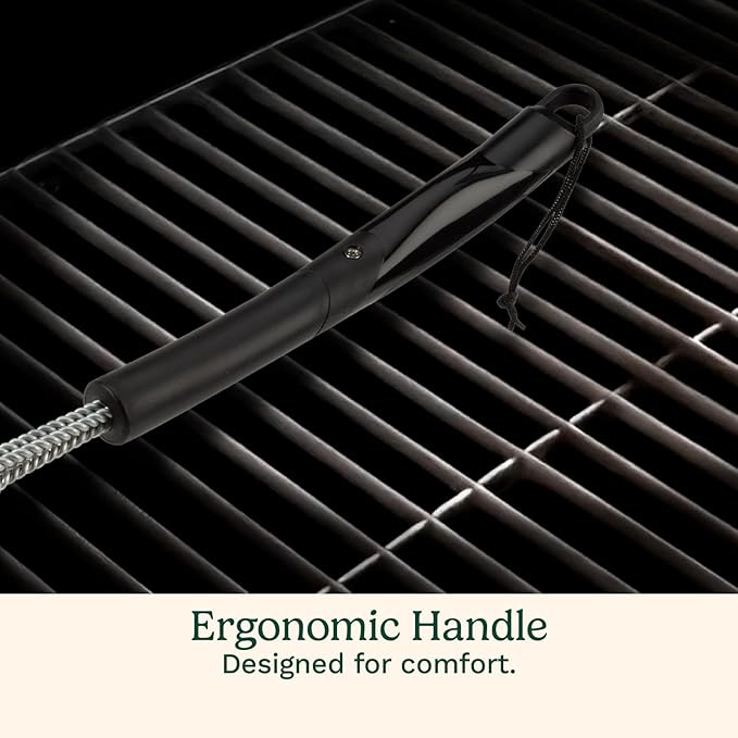 Cuisinart Coil and Brush with Angled Handle, 17” Dual Action Stainless Steel Grill Brush for Deep Cleaning All Grates, Comfortable Grip Grill Cleaner, Grill Accessory for BBQs, Cookouts & Tailgates