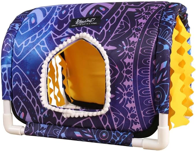 Guinea Pig Hideout No Bottom Guinea Pig Bed Easy to Clean Rabbit Hideout Bunny Beds - Small Animal Indoor Habitat for Chinchilla Ferret Hedgehog Flower-Branch Mouse (Purple)