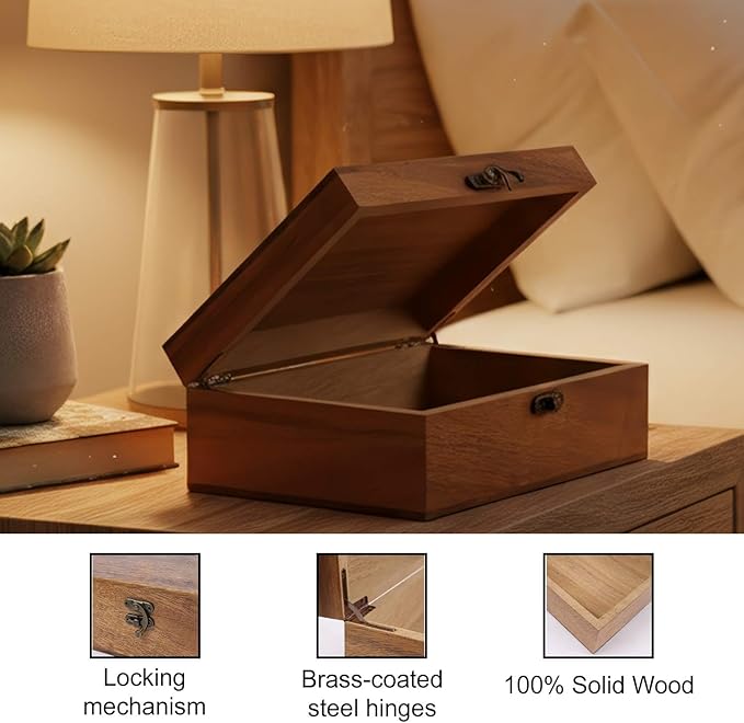Personalized Pine/Walnut Keepsakes Baptism Gifts Wooden Box, First Communion Gifts for Boys/Girls, Personalized Wood Storage Engraved Keepsake Box for Baptism