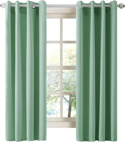 LA PALMA Thermal Insulated Blackout Darkening Grommet Living Room Curtains Window Drapes for Bedroom Pack of 2 Panels