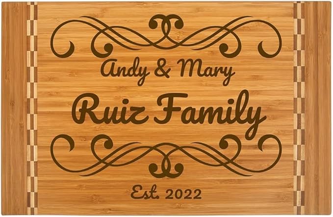 Personalized Bamboo Cutting Board | Laser Engraved | Fully Customizable Designs | Perfect for Wedding Gifts, Anniversaries, Birthdays, New Home Gifts (12x18)