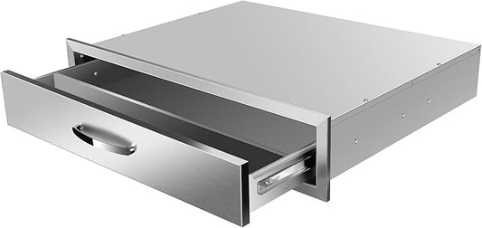 Outdoor Kitchen Drawers Stainless Steel 30W X 6.5H X 23D Inch, Flush Mount Single BBQ Island Drawers with Handle for Outdoor Kitchens, Patio or Grill Station