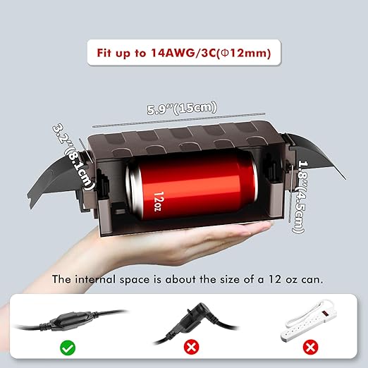 Flemoon [2 Pack] IP55 Small Outdoor Electrical Box Waterproof (Inner 5.9 x 3.2 x 1.8inch), Extension Cord Cover with Detachable Awning Covers for Plug, Outlet, Holiday Lights, Brown