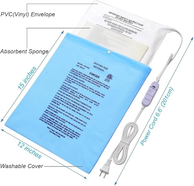 Boncare® Stay-On Small Vinyl Electric Heating Pad for Neck and Shoulders and Back Without Auto-Off, Low & High Heat Levels, Waterproof Hot Heat Pad with Washable Cover (11.5“x13.5, 3-Pack)