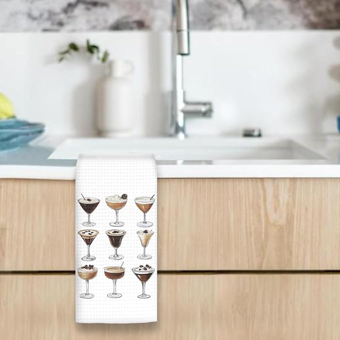 Espresso Martini Gifts Kitchen Towels, Espresso Martini Decor Hand Towels, EspressoMartini Bar Cart Decor, EspressoMartini Dish Towel Tea Towel for Home Bar Kitchen Decorative, 16x24In