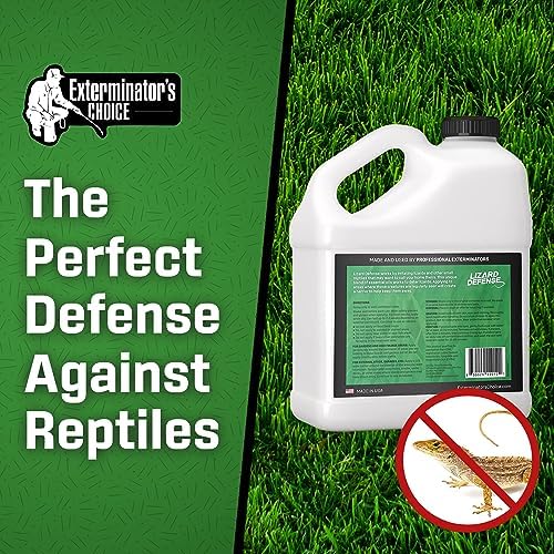 Exterminators Choice Gecko & Lizard Defense Spray - 128 Fl Oz - Unscented - Kid & Pet Safe Lizard Control - Natural Essential Oils for Reptile Protection - 1 Gallon Spray for Garden Defense